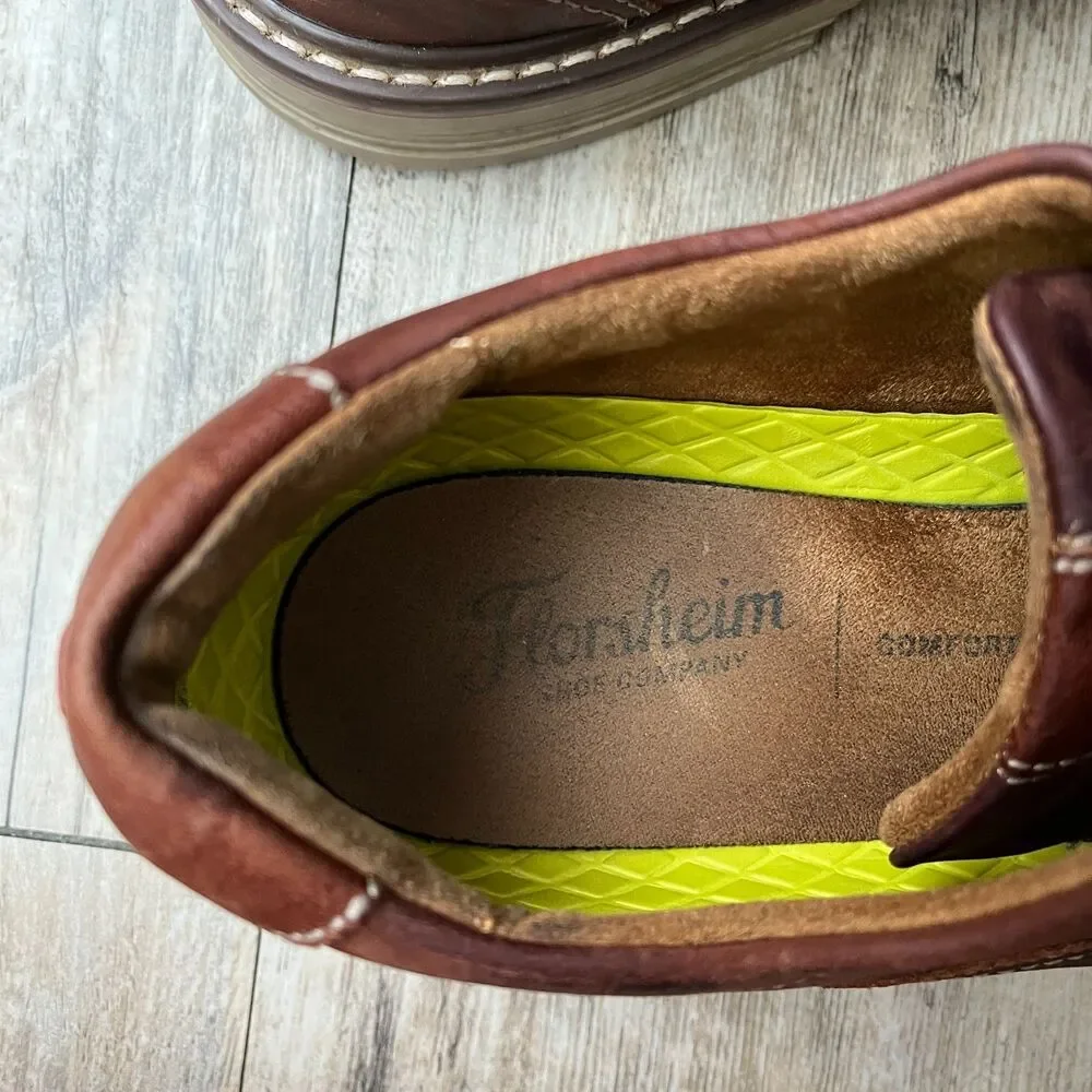 Florsheim Norwalk Plain Toe Oxford Brown Leather Shoes Comfortech Mens 9M Rustic